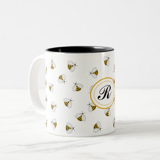Bumblebee Honey Personalized Monogram Coffee Mok (Voorkant links)