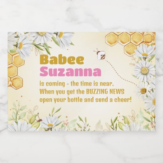 Bumblebee Honeybee Baby shower Gast Favor Mini Sparkling Wijnetiket (Enkel label)
