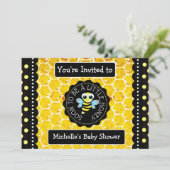 Bumblebee Honingbij Thema Baby shower Uitnodiging (Staand voorkant)