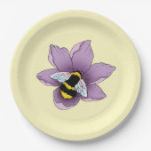 Bumblebee Lavendel Bloem Geel Papieren Bordje (Voorkant)