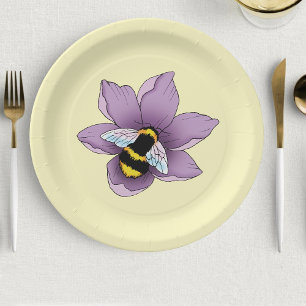 Bumblebee Lavendel Bloem Geel Papieren Bordje