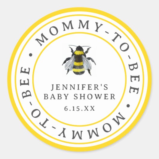 bumblebee mammie-tot-bijen Baby shower Ronde Sticker (Voorkant)