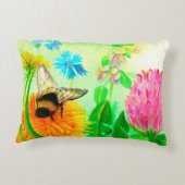 Bumblebee op dandelion accent kussen (Achterkant)