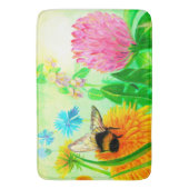 Bumblebee op dandelion badmat (Voorkant Verticaal)