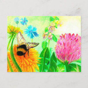 Bumblebee op dandelion briefkaart