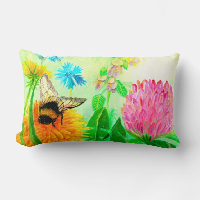 Bumblebee op dandelion kussen (Voorkant)