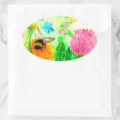 Bumblebee op dandelion ovale sticker (Tas)