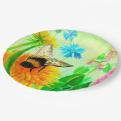 Bumblebee op dandelion papieren bordje (Gekanteld)