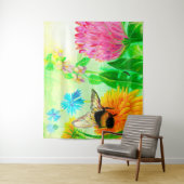 Bumblebee op dandelion wandkleed (In situ)