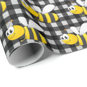 Bumblebee op Gingham Cadeaupapier (Rol Hoek)