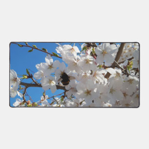 Bumblebee op wilde kersenbloei bureaumat