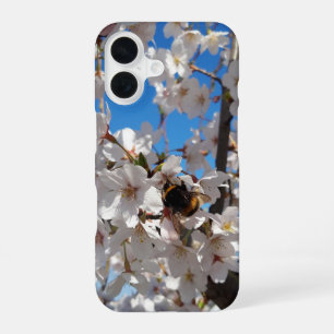Bumblebee op wilde kersenbloei iPhone 16 hoesje
