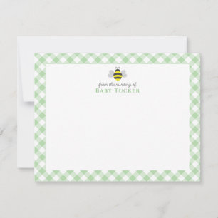 Bumblebee Preppy Nieuwe Baby Stationery Bedankt Notitiekaartje