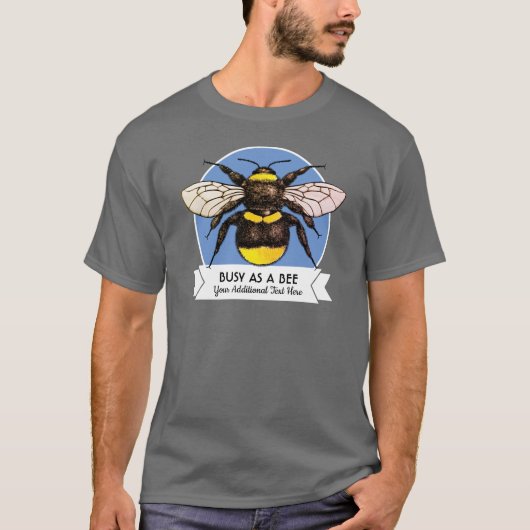 Bumblebee Retro-stijlbadge met aangepaste tekst T-shirt (Voorkant)