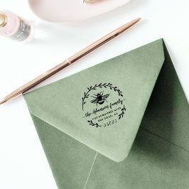 Bumblebee & Rustic Wreath | Adres familienaam Zelfinktende Stempel