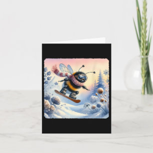 Bumblebee snowboarden voorbij vorst bedekte bloeme kaart