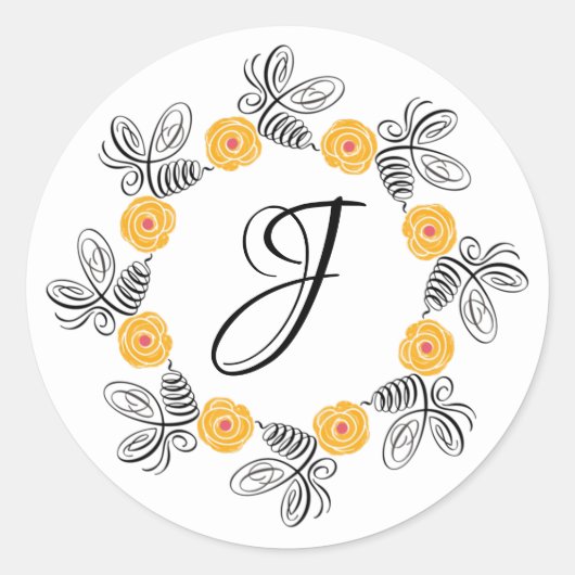 Bumblebee Sticker Monogram Flower (Devant)