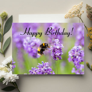 Bumblebee Sur Lavender Bonne Carte Anniversaire