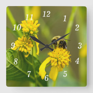 Bumblebee wandklok vierkante klok