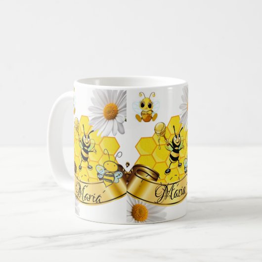 Bumblebee White Daisy Mug (Devant gauche)