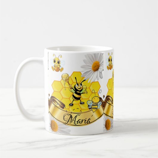 Bumblebee White Daisy Mug (Gauche)