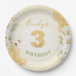 Bumblebee Yellow Children's Birthday Party Daisy Papieren Bordje