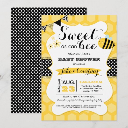 Bumblebee zoet als Baby shower Kaart (Voorkant / Achterkant)
