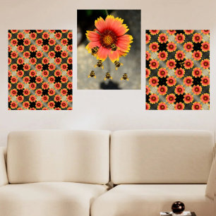 Bumblebees et Fleurs de Gaillardia Boho Chic