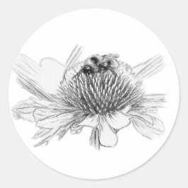 Bumblebei en bloem ronde sticker