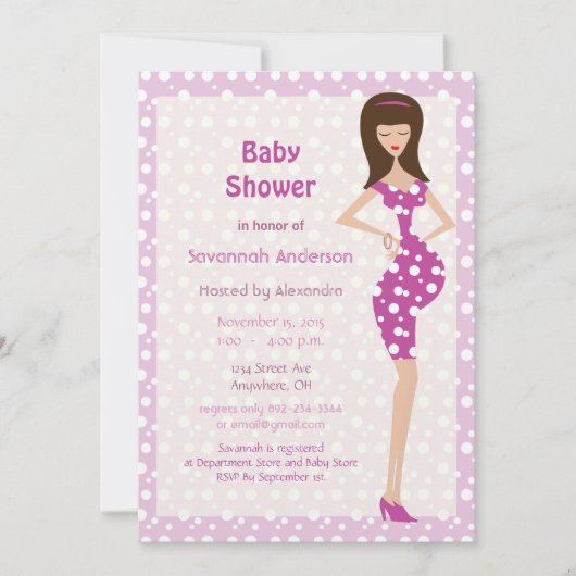 Bump Baby Girl Douche Invitations (Devant)