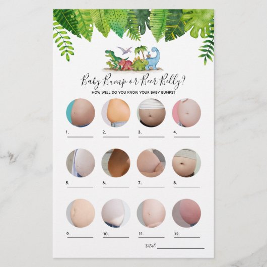 Bump of Beer Belly Dinosaur Baby shower Game (Voorkant)