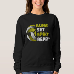 Bump Set Spike Herhaal Gouden Volleybal Wedstrijdd Trui