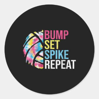 Bump Set Spike Herhaal Volleybal Shirt voor Meisje Ronde Sticker