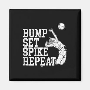 Bump Set Spike Herhaal Volleyll Speler Coach Gamed Magneet