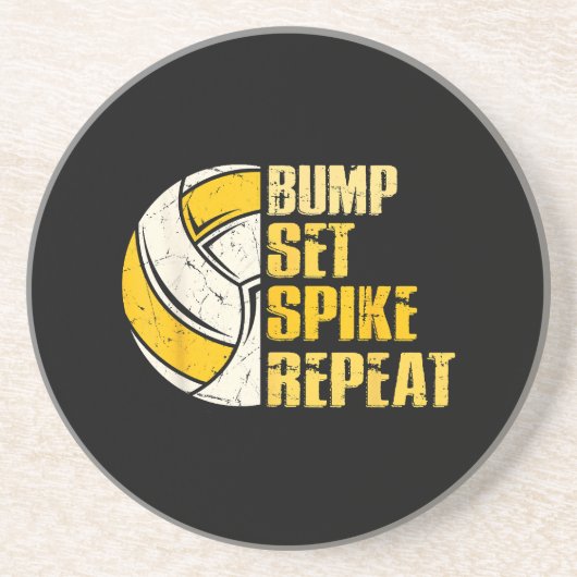 Bump Set Spike Repat Volleyball Funny Zandsteen Onderzetter (Voorkant)