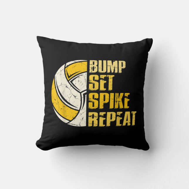 Bump Set Spike Repeat Volleyball Fun Kussen (Voorkant)