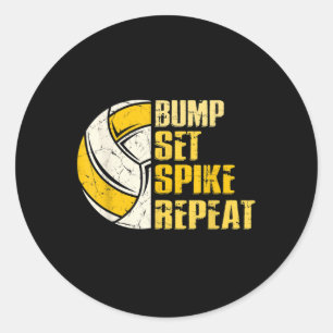 Bump Set Spike Repeat Volleyball Fun Ronde Sticker