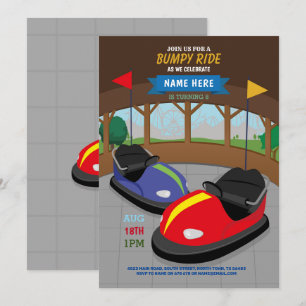 Bumper Cars verjaardagsuitnodiging kermis Kaart