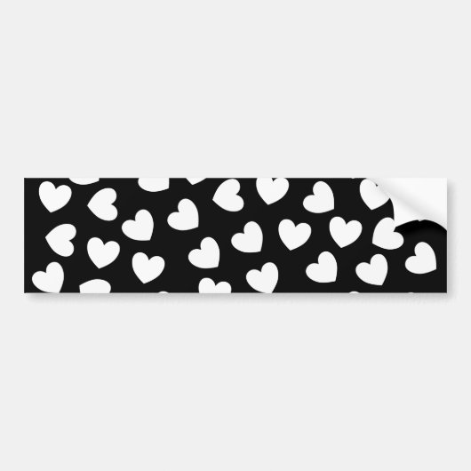 Bumper Sticker Black White Hearts (Devant)