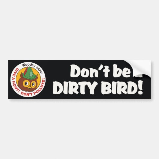 Bumpersticker 1970s Woodsy Owl (Voorkant)