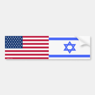 Bumpersticker Amerikaanse en Israëlische vlaggen