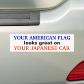 Bumpersticker "AMERIKAANSE VLAG/JAPANESE AUTO" (Op auto)