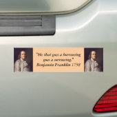Bumpersticker: Benjamin Franklin over Debt Bumpersticker (Op auto)