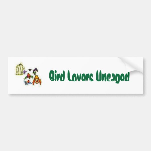 Bumpersticker Bird Lovers Uncaged (Voorkant)
