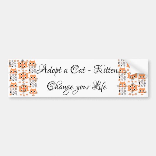 Bumpersticker Cat Kitten adopteren (Voorkant)