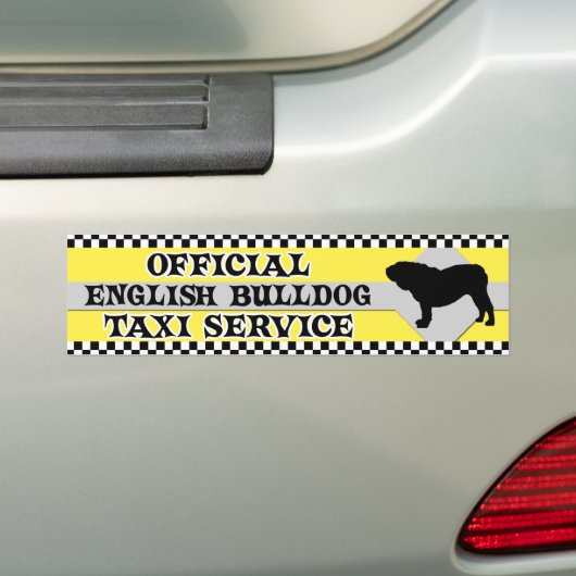 Bumpersticker Engelse Bulldog Taxi Service (Op auto)