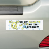 Bumpersticker Favoriete letter Q (Op auto)