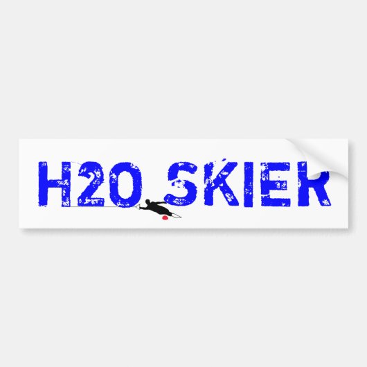 Bumpersticker "H2O-SKIER" voor de waterstok (Voorkant)