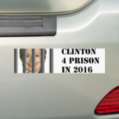 Bumpersticker Hillary Clinton voor gevangenisstraf (Op auto)
