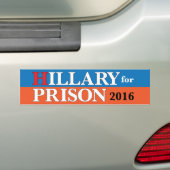 Bumpersticker "Hillary for Prison 2016" (Op auto)